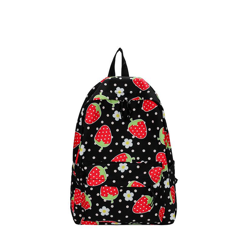 Schoolbag1011 New Strawberry Pattern School Bag Female Korean Version Small Fresh Girl Heart Large Capacity Casual Backpack