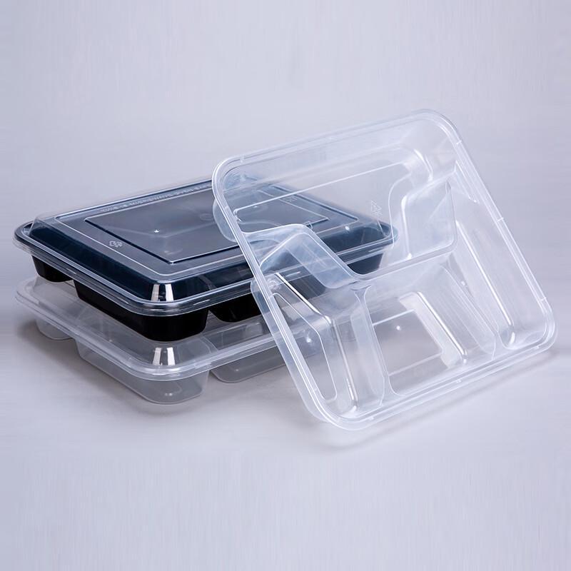 SUNWRAP Disposable 4-Compartment Square Lunch Box with Lid