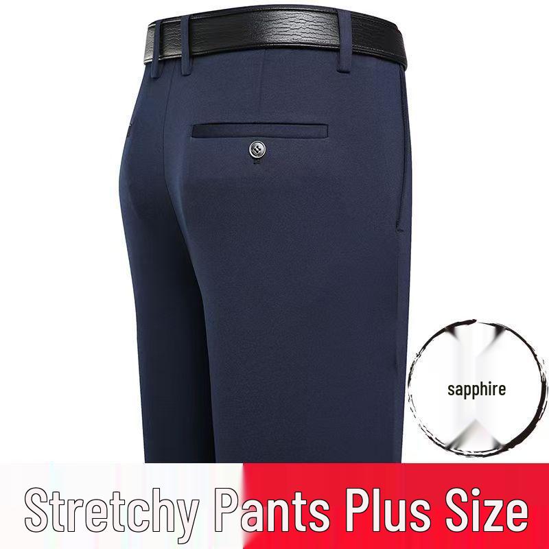 Herren Übergröße Bügelfreie Businessanzughose: Lange Western-Freizeithose mit hoher Elastizität 30 [Waist 29.3 inches] blue