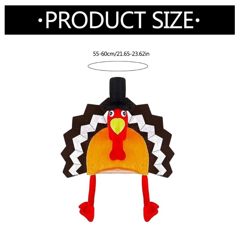 Thanksgiving Headgear for Adult LED Turkey Hat for Boys Girls Cartoon Plush Hat Festival Party Festival Celebration Hat