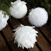 8CM White Foam Christmas Ball Ornament Snowy Holiday Decoration Lightweight Sequin Xmas Tree Hanging Pendant for Home New Year