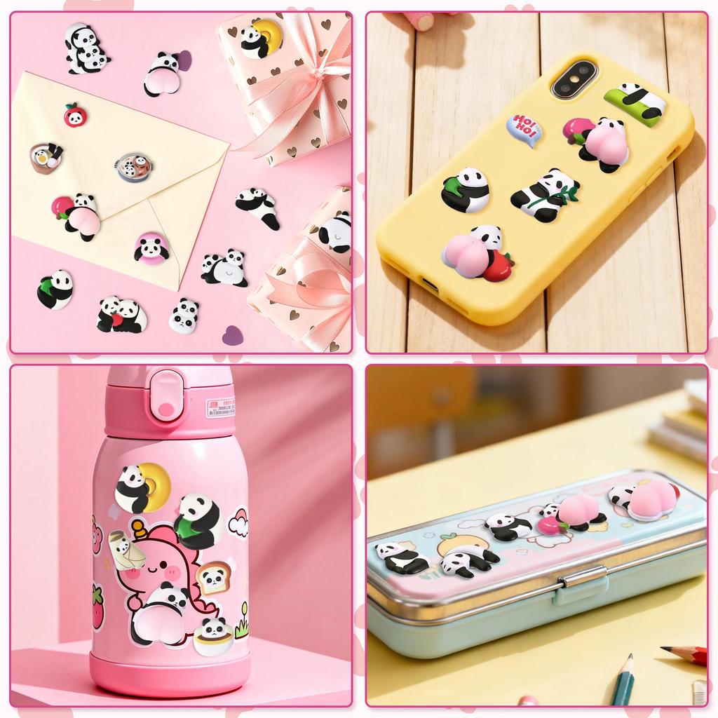 Set of 2 3D Squishy Panda Butt Stickers for Diary and Stress Perfect for Kids and Perfect as a Reward or Perfect for DIY and Smartphone Journals,
