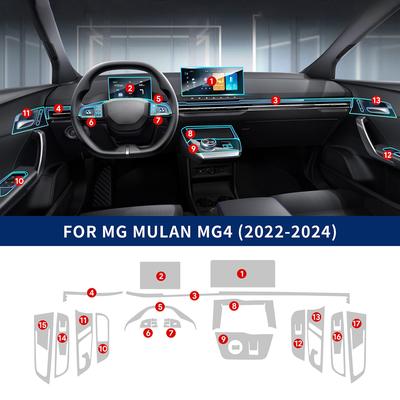 Para MG Mulan MG4 -2024 Painel Interior do Carro Navegação Tela Interior Automotiva Filme de Proteção TPU Adesivo Anti-Risco