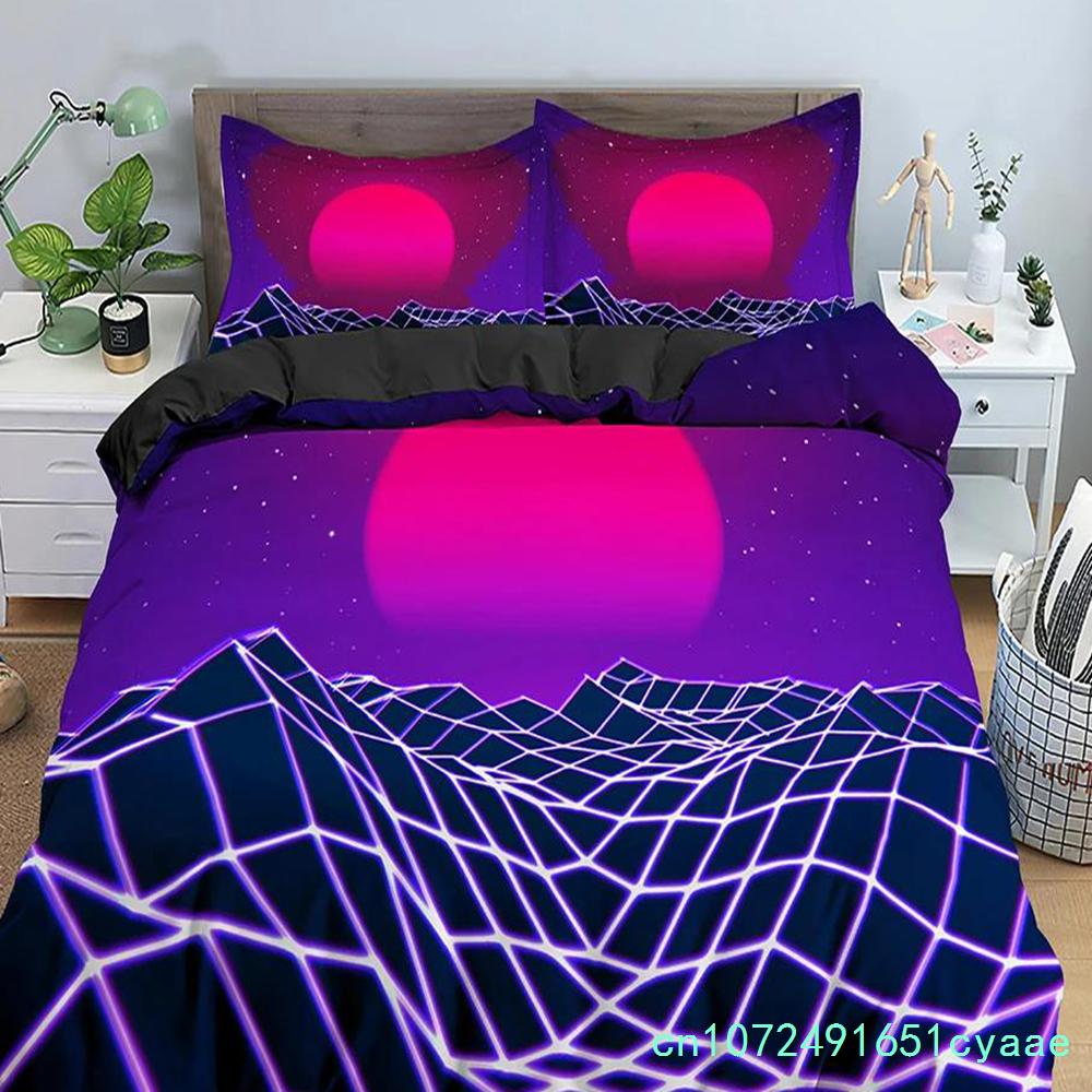 Retro Duvet Cover Set Vintage Give Me Back 80s Pattern Bedding Set Microfiber Queen King Size Quilt Cover 3Pcs For Teens Adult