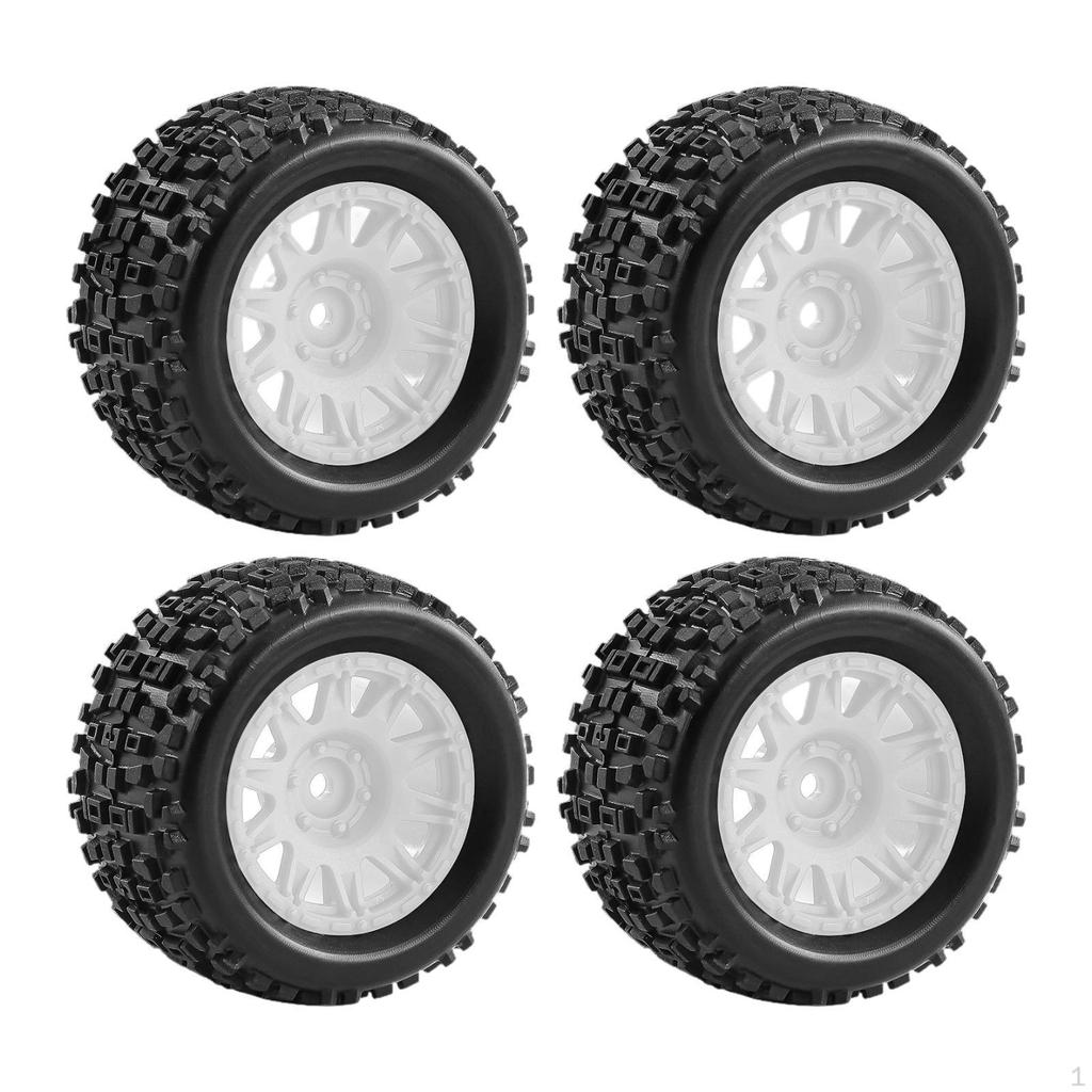 4 Pieces 1/18 RC Car Wheels and Tires Accessories Portable, Sturdy Easy to Install Direct Replaces,