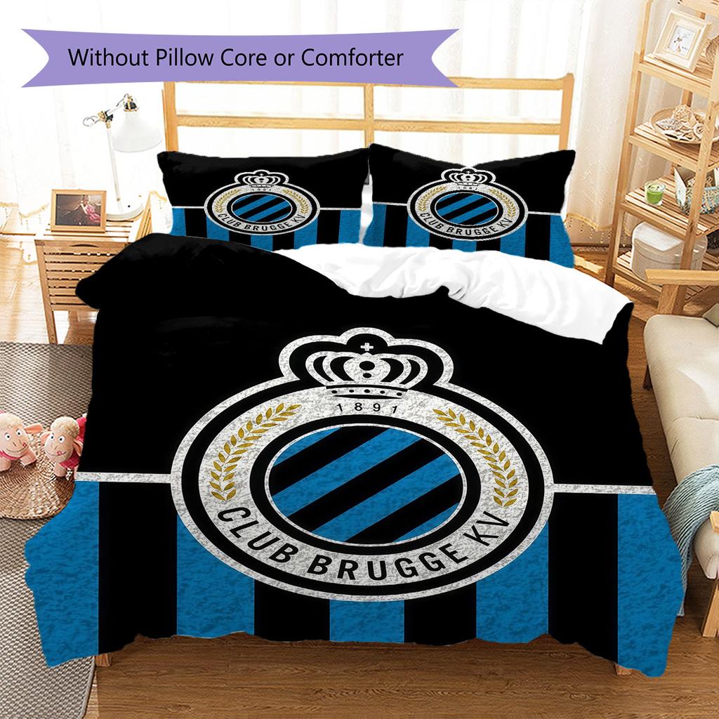 Club Brugge KV Pattern Bedding,Quilt Set Quilt Cover Pillowcase Home Birthday Gift(1 * Duvet Cover + 2 * Pillowcase, Without Core)