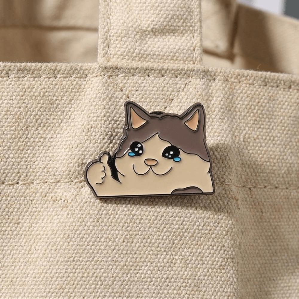 Thumb Up Design Animal Brooch Crying Cat Backpack Badge New Funny Jewelry Office