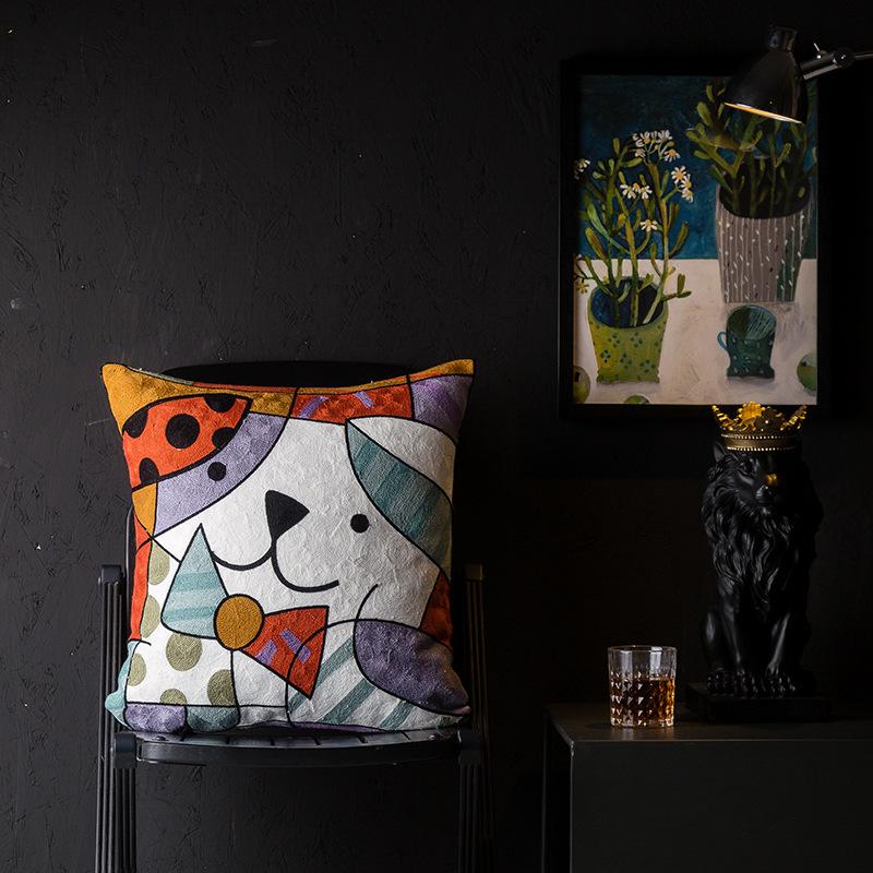 Christmas Picasso European and American Style Abstract Cushion Cover Living Room Sofa Embroidered Cushion Bedside Pillow Cover