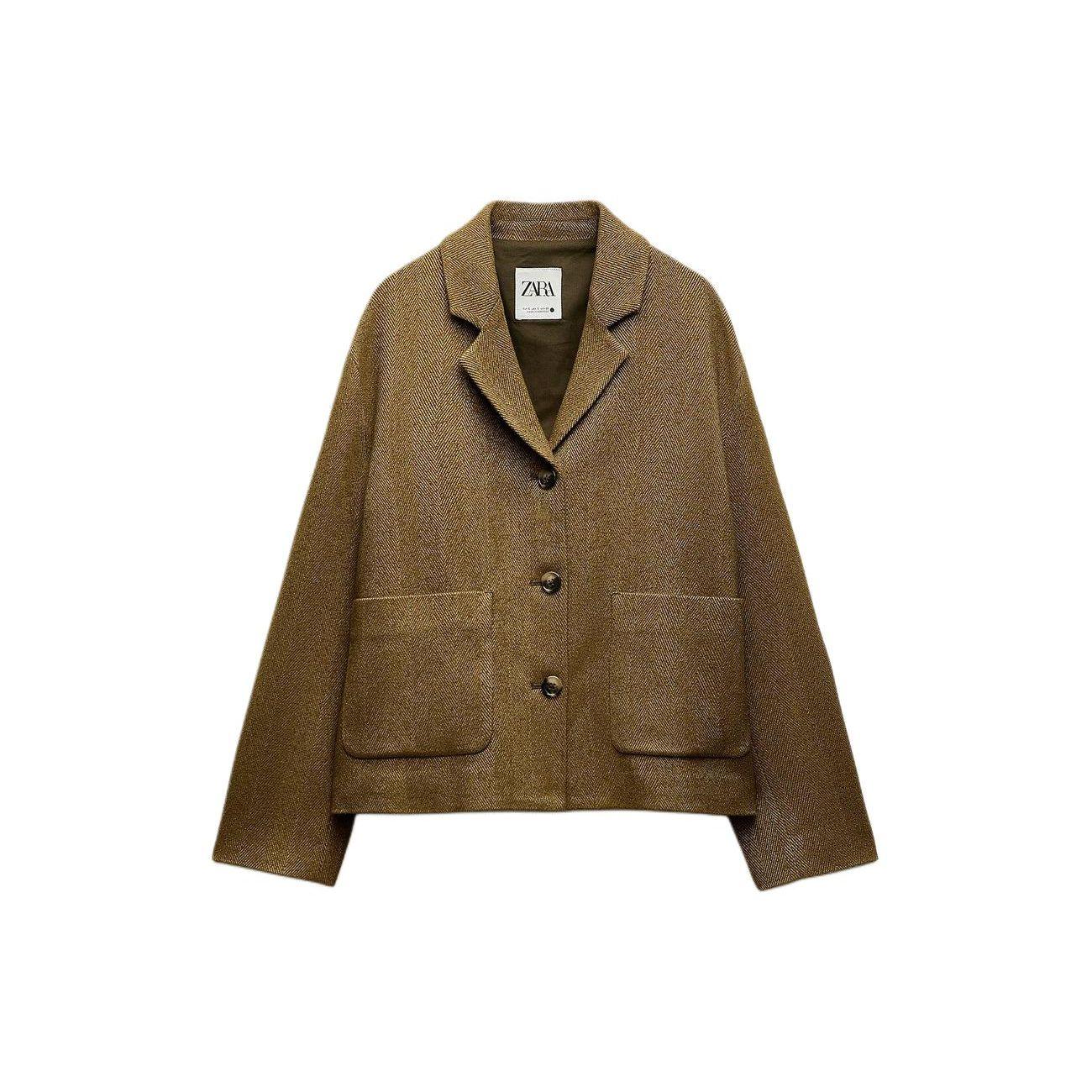 

Zara Однотонный пиджак-блейзер женские куртки коричневые 2922577-700 S