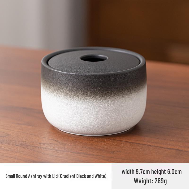 Large Ceramic Ashtray for Tea Room, Living Room, or Office - Chinese Style, Anti-Fly Design