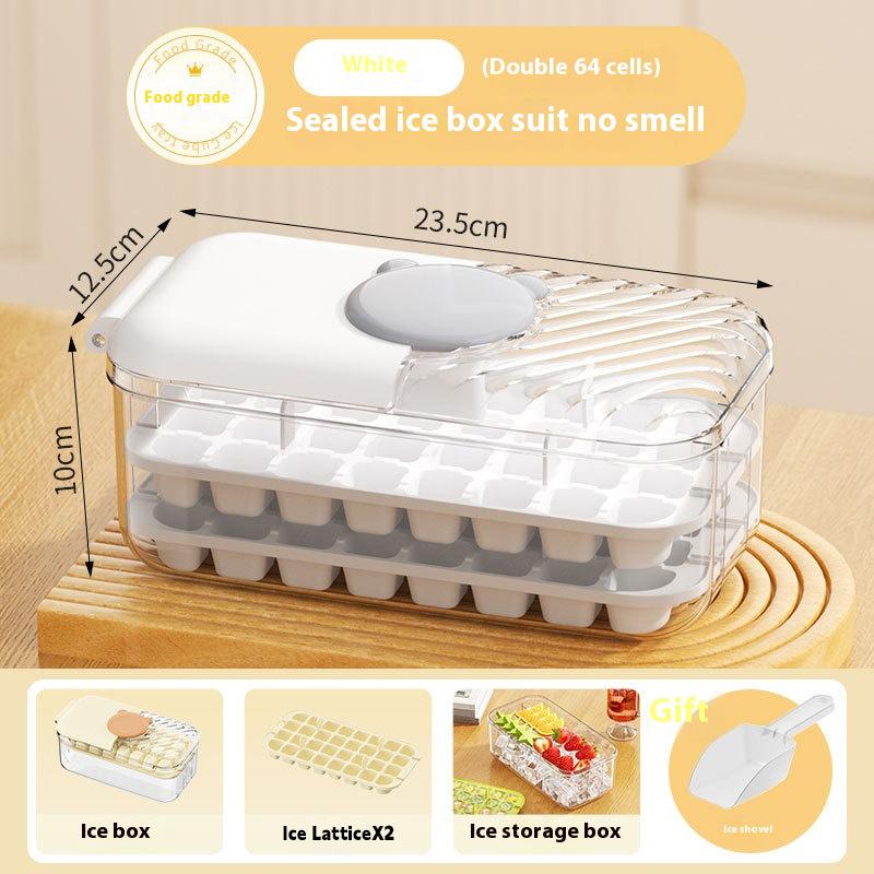 32/64 Grids Press Type Ice Cube Tray With Lid And Storage Box Ice Cube Maker Mold For Home Use Reusable Ice Cube Mold For Cockta