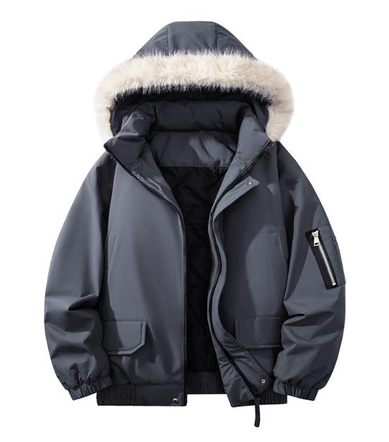 

Американская ветрозащитная и водонепроницаемая хлопковая одежда мужская зима 2025 новая куртка-пуховик с меховым воротником в стиле рабочей одежды, утолщенная куртка 4XL