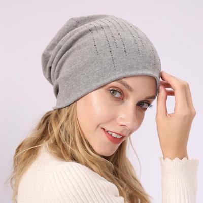 New Autumn and Winter Women's Warm Pullover Hat Knitted Double-layer Hot Drill Windproof Warm Hat