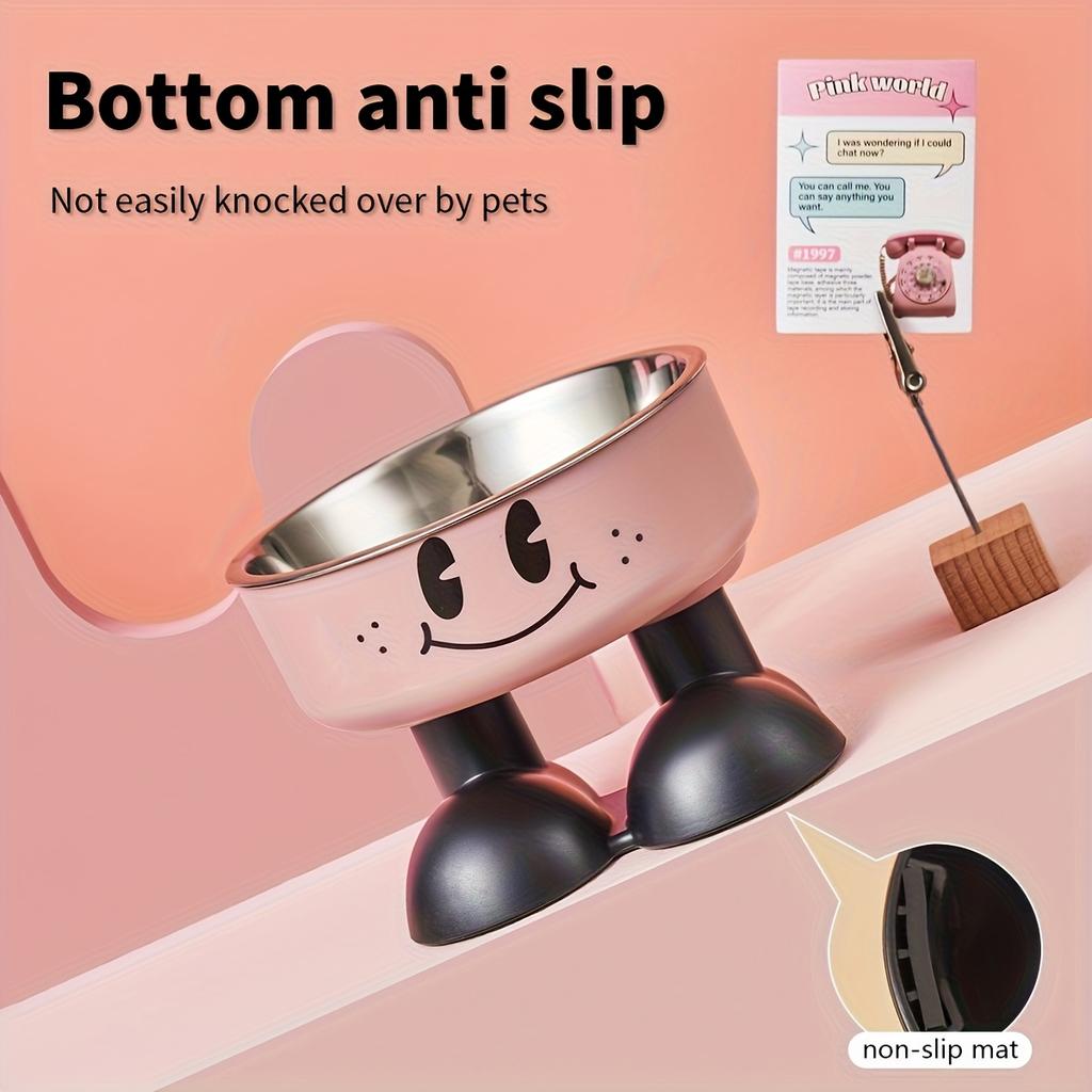 1 Stück Cartoon Katze Napf mit hohem Rand, mit fröhlichem Gesichtsdesign, verhindert Umfallen, schützt die Wirbelsäule des Haustiers, geeignet für Hunde und Katzen.