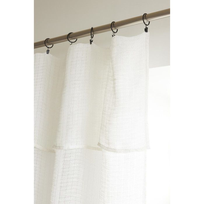 Voilage ajustable + 8 anneaux pince 140 x 270 cm Polyester effet maille "Freya" Le fil d'Ariane - Ivoire