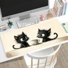 Cute Fluffy Black Cat Print Extended Desk Mat Non Slip Rubber Stitched Edge Gaming Keyboard Table Mat For Office Laptop Gamer