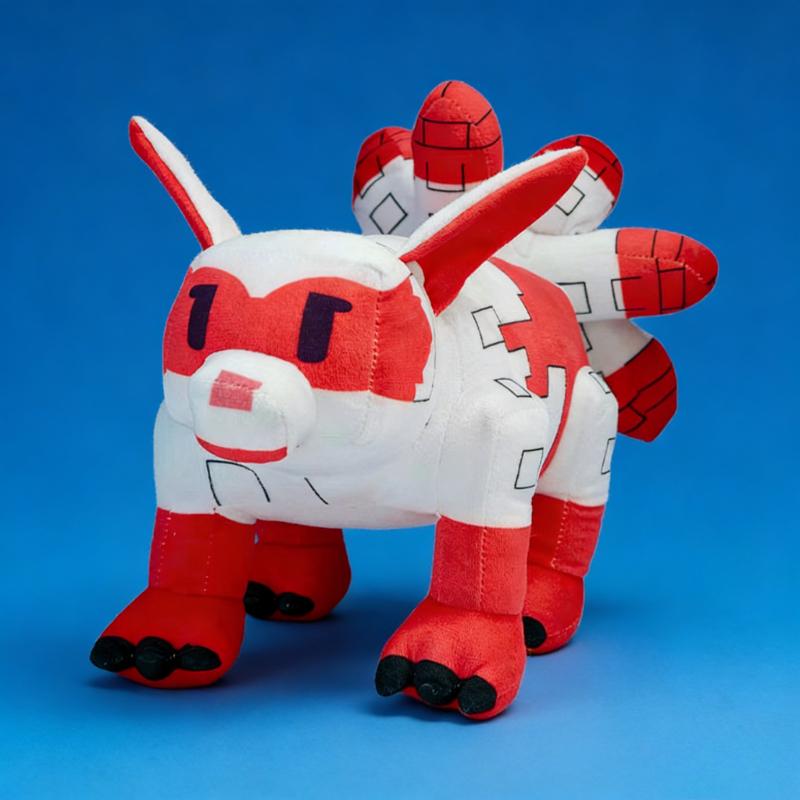 Roblox Style Blocky Animal Plush Set Cute Cat Wolf Creature Stuffed Doll Collectible