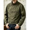 Zweedse Motorjas Heren Retro Groen Casual Korte Jas Katoen Canvas Werkkleding
