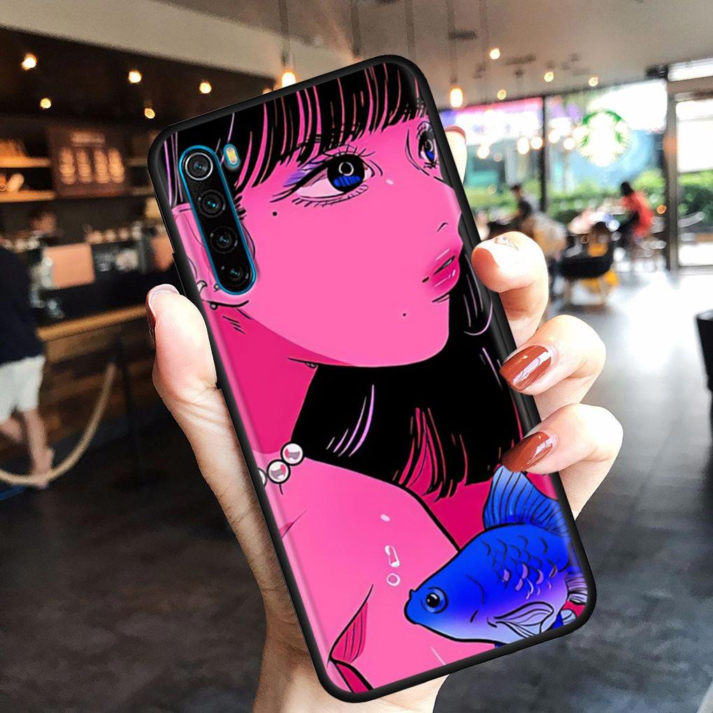 Super Cute Girl Anime Mobile Phone Shell for Redmi Note 10 11 11S 11E 7 8 8T 9 9S 9T Pro Plus 4G 5G Black Soft Case Cover Fundas