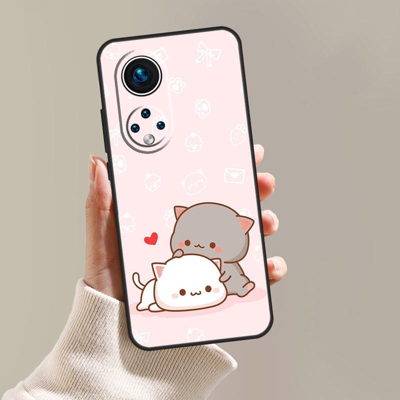 Cartoon Peach Mochi Cat Case For Honor 90 Lite 70 50 X9a X8a X7a X6a X7 X8 X9 9X 8X Magic 5 Pro Magic 5 Lite Cover