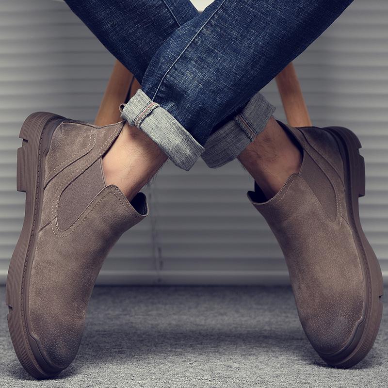 2025 Winter Men Shoes Fashion Plush Warm Boots Classical Cow Leather Casual Shoes Man Slip-on Chelsea Boots