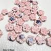 Perline in Ceramica Dipinta Tulipano e Farfalla Rosa Retrò per Braccialetti e Collane Fai da Te