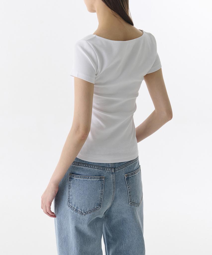 MUSINSA STANDARD WOMAN Women'S Slim Heart Neck T-Shirt [White]