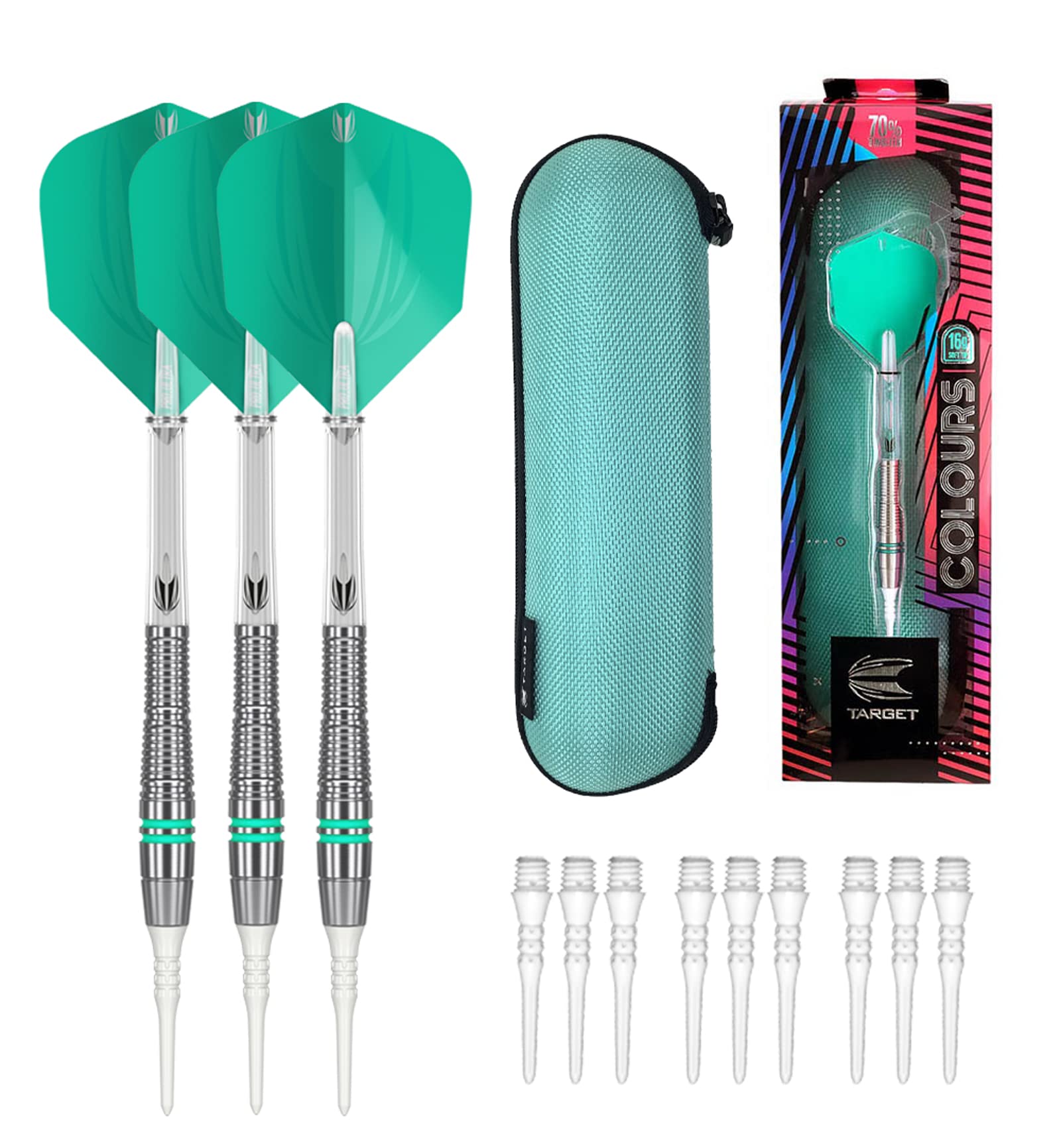 

TARGET Colors 3 Teal Dart Barrel Includes Dart Case (70% Tungsten) (tad0674)
