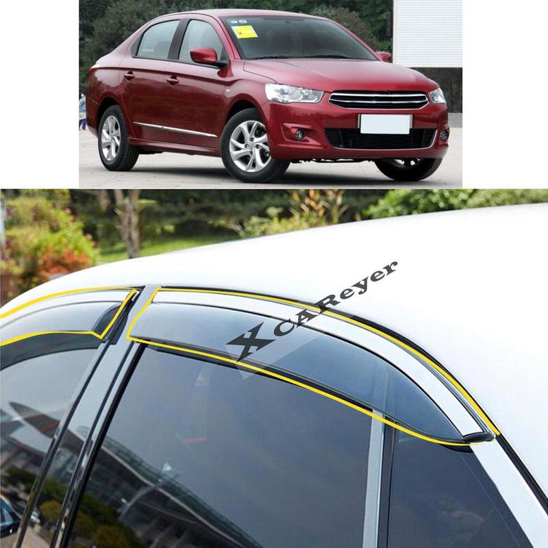 For Citroen E-elysee 2014 2015 2016 2017 2018 Car Sticker Plastic Window Glass Wind Visor Rain/Sun Guard Vent Parts