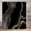 Abstract Pink Marble Shower Curtain Set Gold Textured Modern Geometric Ink Art Bathroom Decor Door Rug Bath Mat Toilet Lid Cover