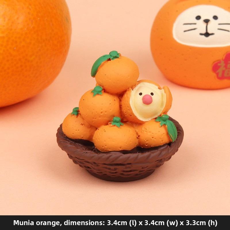 Orange Cat Citrus Cat Cute Handmade Decoration Item Cute Particle Home-made Resin Artwork Small Decoration Piece