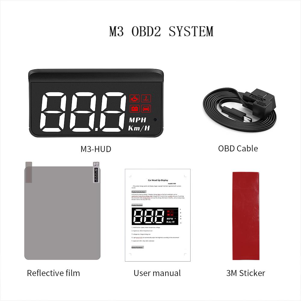 

M3 HUD проектор OBD2 Head Up Display Автомобильный цифровой спидометр на лобовом стекле Скорость Температура воды Вольтметр Автоматический спидометр