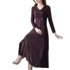 Elegant Faux Two-Piece Plus-Size Cheongsam Dress with Long Sleeves and Split Skirt