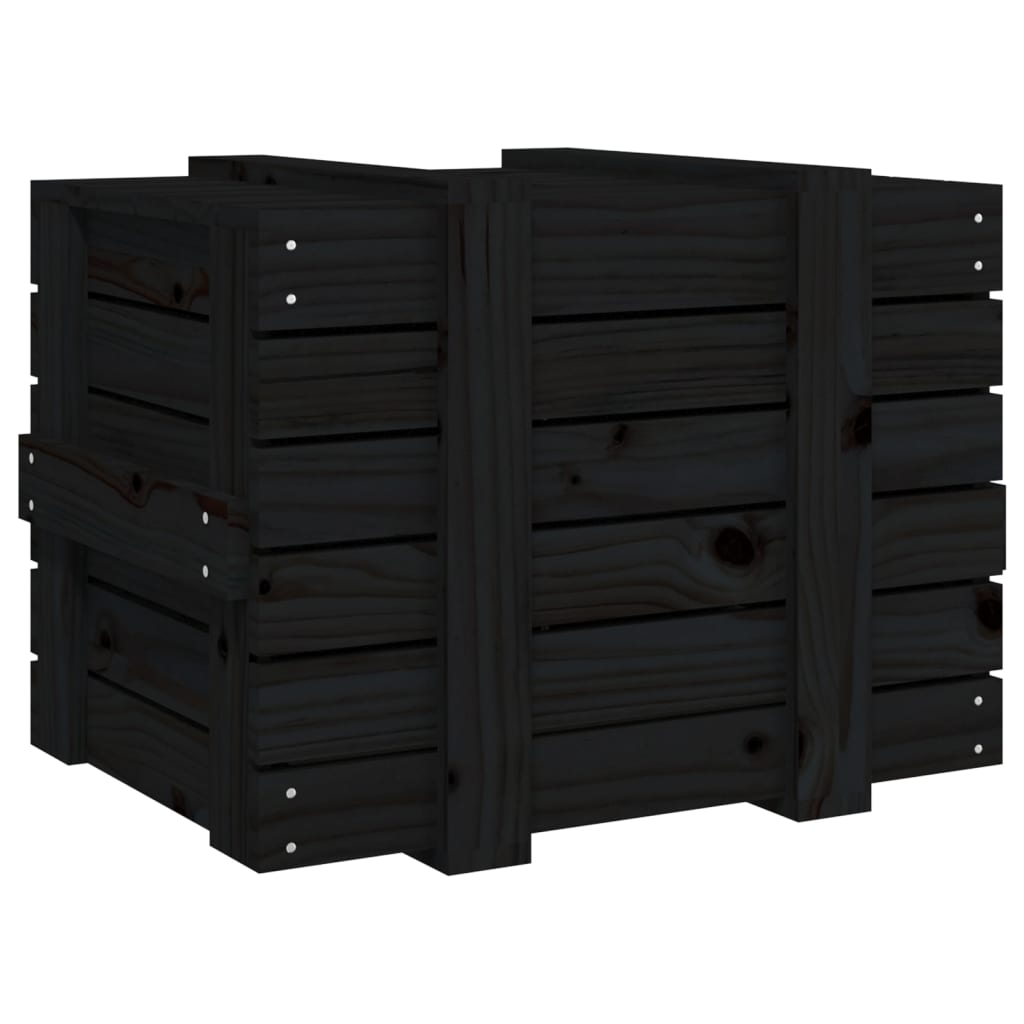 Vidaxl Storage Chest, Black, 58X40.5X42 Cm, Solid Pine