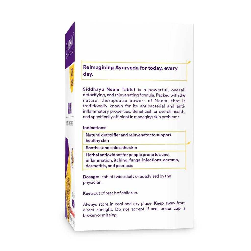 Baidyanath Siddhayu Neem Tablet Pack of 1 With 80 Tablets Natural Skin Support Anti Acne