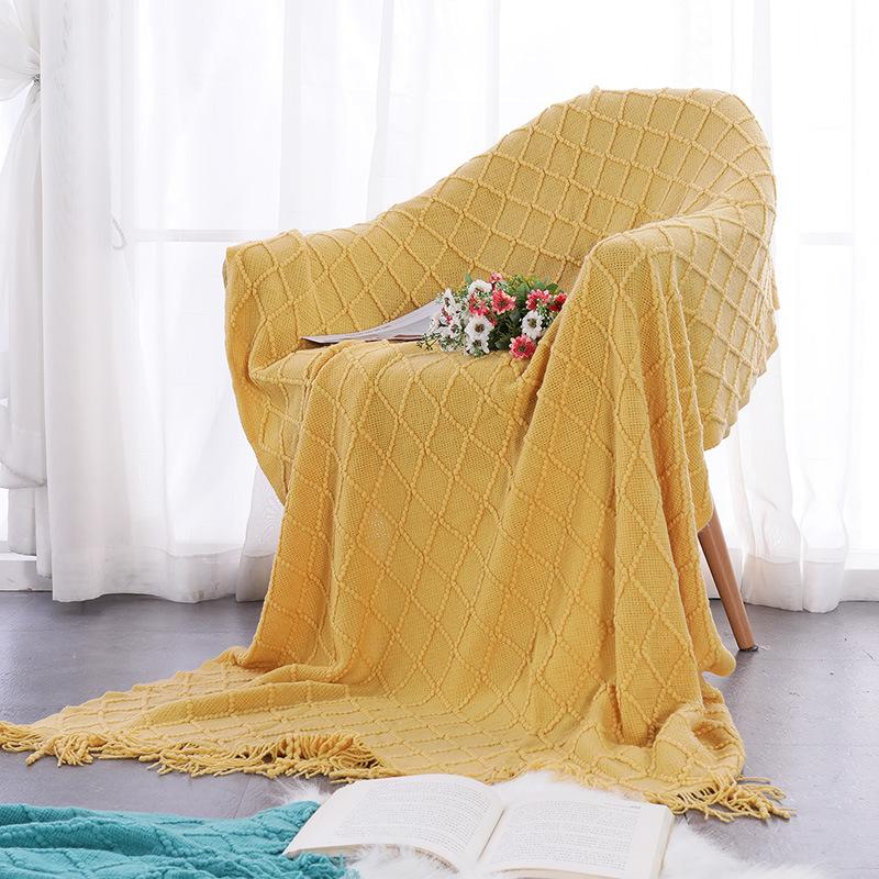 Hotel Bedside Blanket Multi-functional Blanket Nordic Style Simple and Elegant Full Cover Sofa Cover Hotel 130x175cm