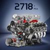 Mould King 10219 MOC Technik F 488 (V8) 8-Zylinder Reihenmotor Benzinmotor Zylinderkit, 3,9 Liter Twin-Turbo V8 Motor, Inklusive Klemmenzylinderkit,