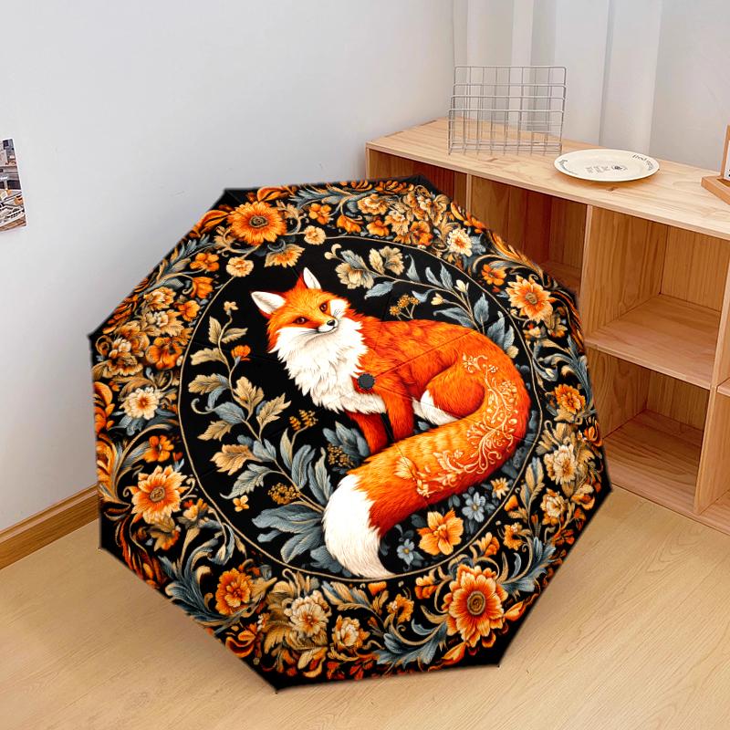 1 PC Automatic Folding Umbrella - Flowers and Animals Pattern, Portable & Foldable Design with 8 Ribs, Christmas Birthday Gifts