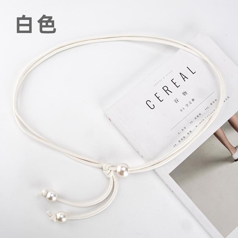 Simple Pearl Pu Rope Belt Women'S Decorative Sweater Dress Knotted Body Waist Chain Women