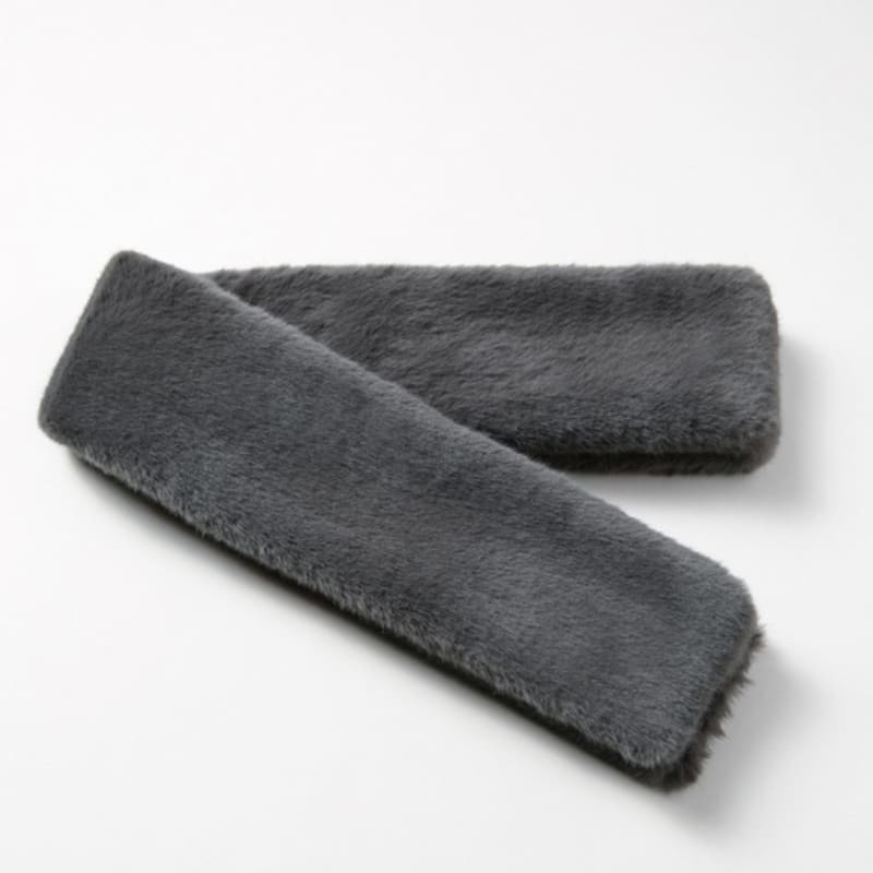 LALA Fur Long Scarf - Grey