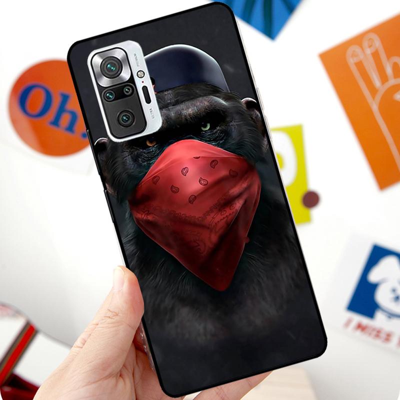 Funny Thinking Monkey With Headphone Case For Xiaomi Redmi Note 12 Pro 11 8 9 10 Pro 9S 10S 11S 12S Redmi 12C 10C 9C 10A Cover