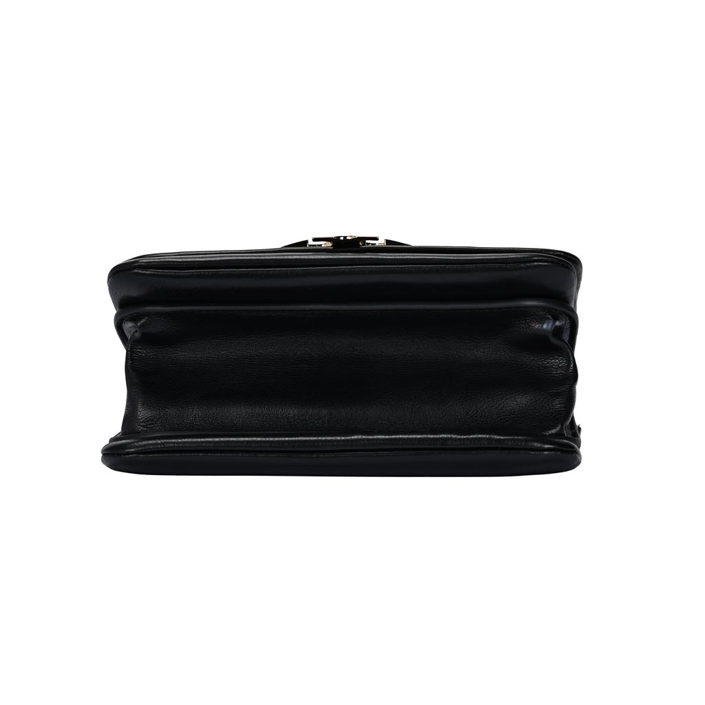 Tory Burch Charlie Iconic Logo Leather Shoulder Bag Women Shoulder Bag Black 178048-002