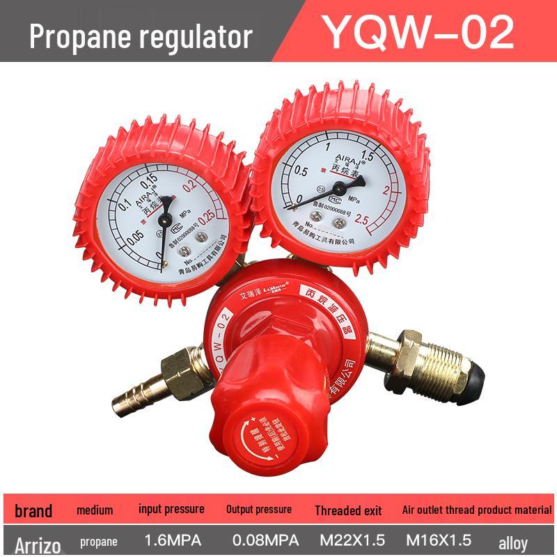 Arizze Gas Regulator & Pressure Gauge: Oxygen, Acetylene, Propane, Argon Compatible, All-Copper Shockproof Valve.