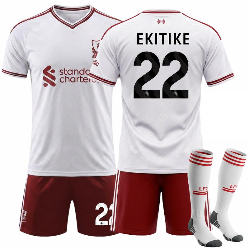 2627 Camiseta del Ejército Rojo Club Nº. 11 Uniforme de Equipo Salah para Niños Liverpool Visitante Blanco Traje de Uniforme de Fútbol