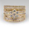 Huitan Gorgeous Women Ring Gold Color Full Bright Cubic Zirconia Fashion Accessories for Wedding Party Statement Lady Jewelry