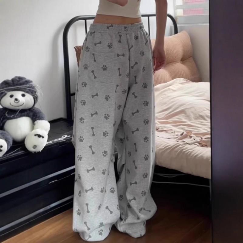 Womens Vintage Streetwear Sweatpants Loose Fit Wide Leg Hip Hop Dance Pants