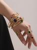 Ferris Wheel Unique Stainless Steel Bracelet for Women Luxury Square Czech Glass Gold Plated Cuff Open Bangle Charm Zircon