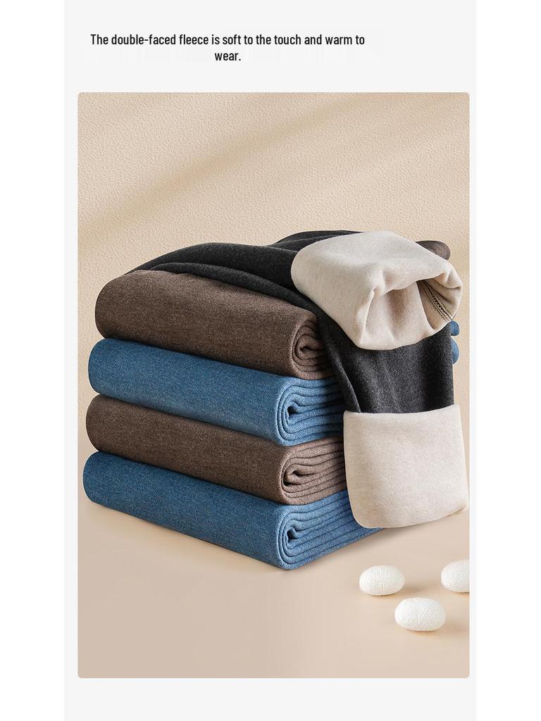 Men's Extra Thick Fleece-Lined Mulberry Silk Wool Long Johns for Autumn and Winter - Warm, Seamless Base Layer Pants