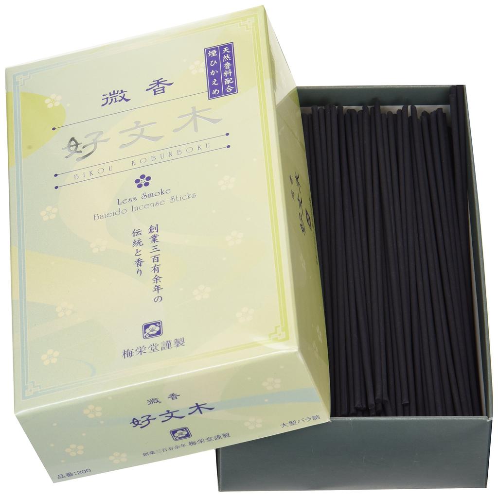 Baieido Incense, Lightly Fragrant Kobunki, Large Loose Pack, Light Yellow-Green Box