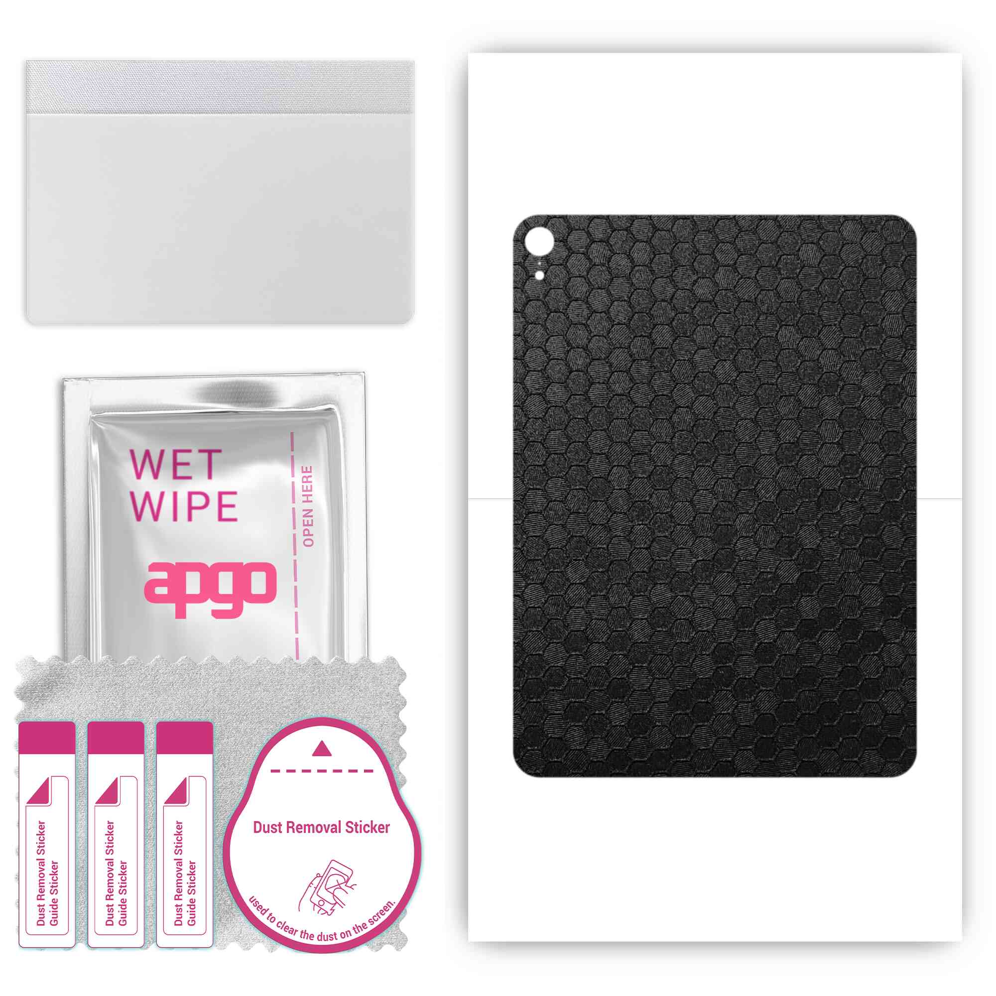 

apgo skin sticker film foil vinyl for the BACK compatible with Apple iPad Pro 11 (2018), scratch-resistant, easy to install - Black Honeycomb